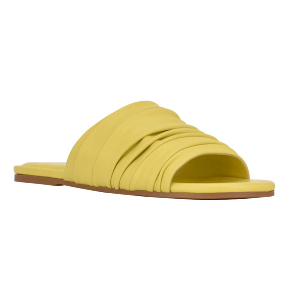 MARC FISHER New in Box Oswin Faux Leather Slide Sandal in Yellow // 7 - Picture 1 of 11